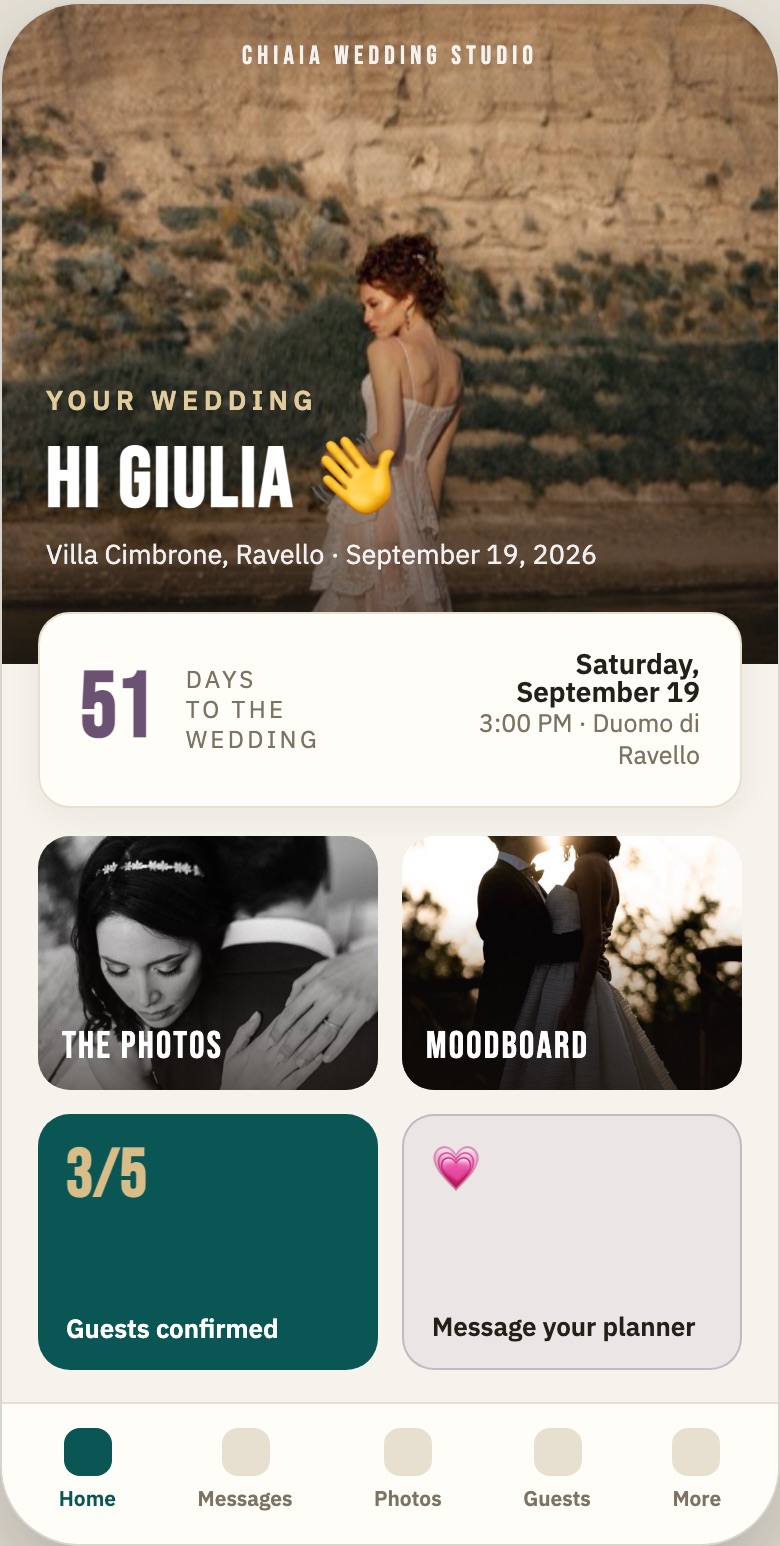 Vertical screenshot: the couple app home on a phone