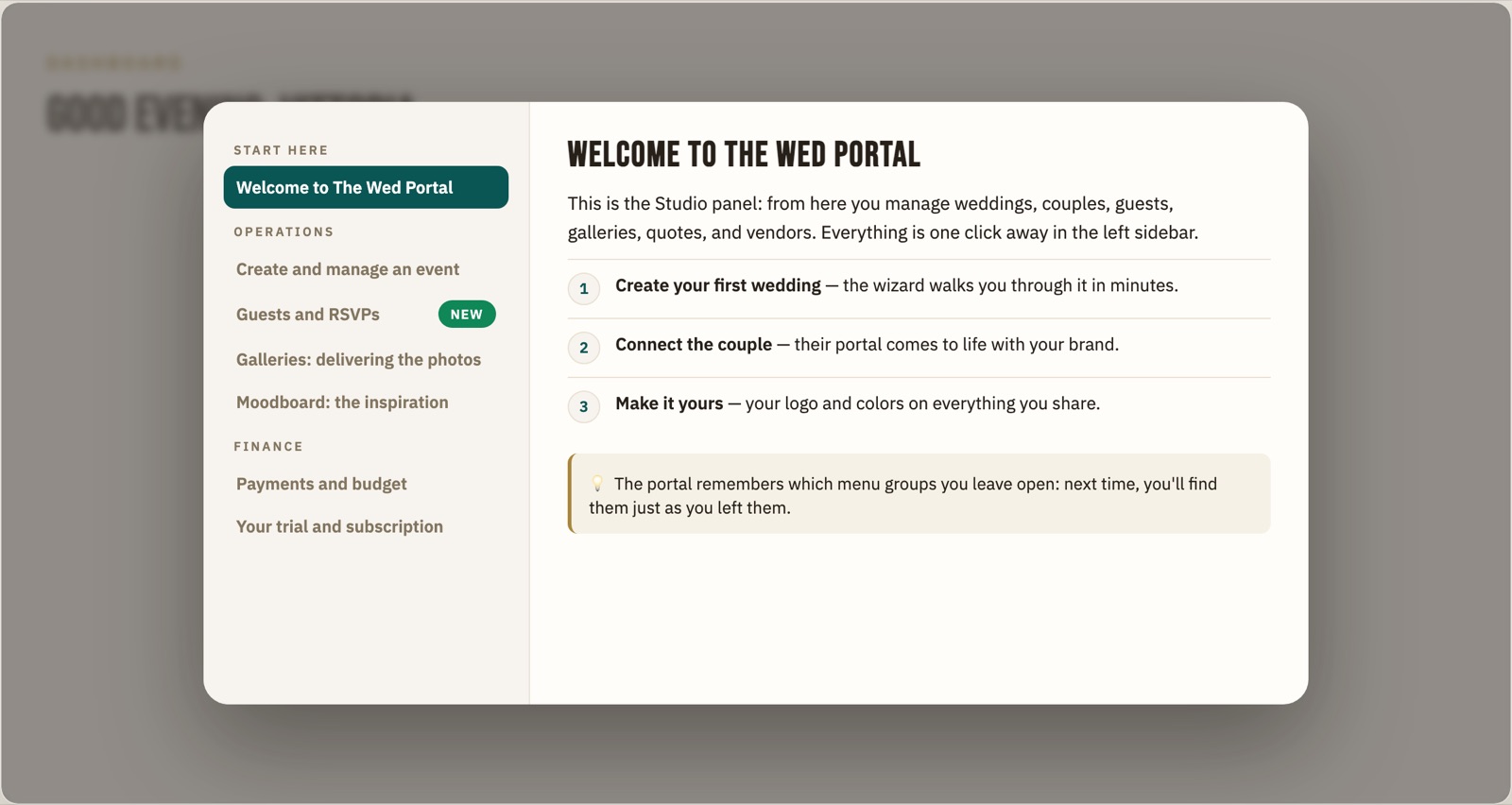 Screenshot: in-app support