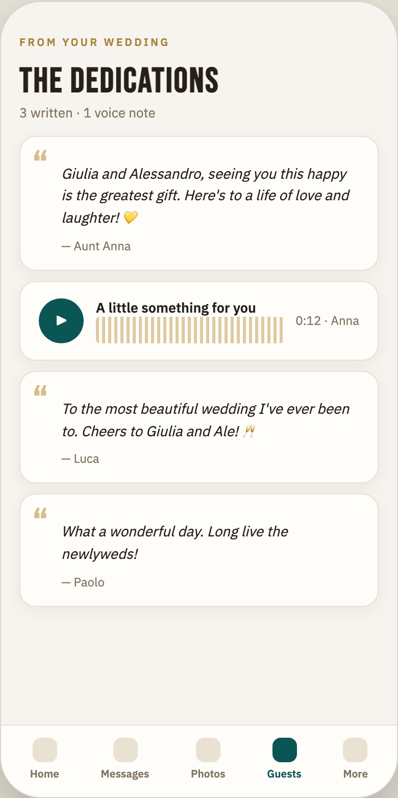 Vertical screenshot: dedications and the time capsule